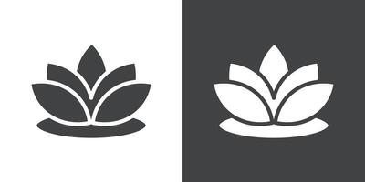Lotus Icon Flat set in black and white color vector