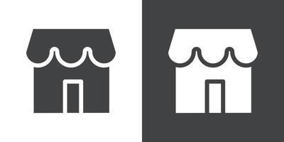 Marketplace icon Flat set in black and white color vector