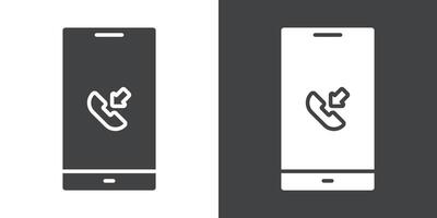 Mobile Phone call icon Flat set in black and white color vector
