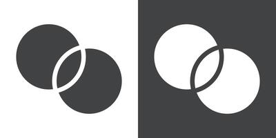 Overlapping icon Flat set in black and white color vector