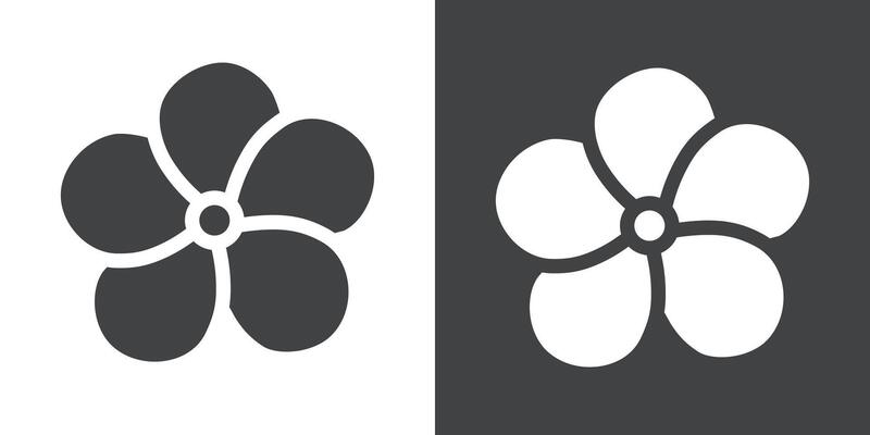 plumeria icon Flat set in black and white color