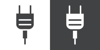 Plug icon Flat set in black and white color vector
