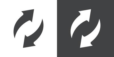 Refresh icon Flat set in black and white color vector