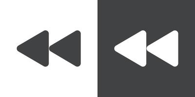 Rewind Previous Back arrow icon Flat set in black and white color vector
