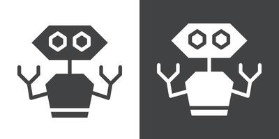 Robot Icon Flat set in black and white color vector