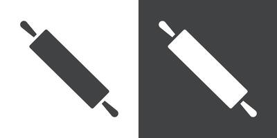 rolling pin icon Flat set in black and white color vector