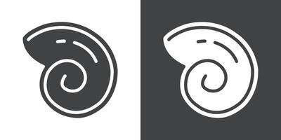 rounded shell icon Flat set in black and white color vector