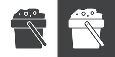Sand bucket icon Flat set in black and white color vector