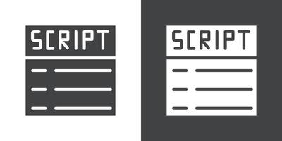 Script icon Flat set in black and white color vector