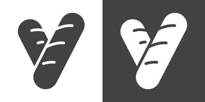 Sausage icon Flat set in black and white color vector