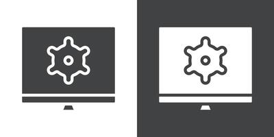 Setup icon Flat set in black and white color vector