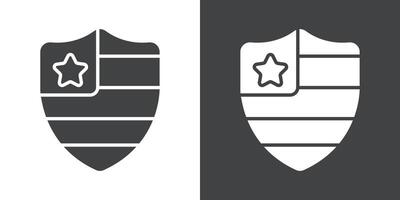 Shield USA flag icon Flat set in black and white color vector
