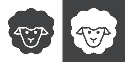 sheep icon Flat set in black and white color vector