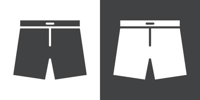 shorts icon Flat set in black and white color vector
