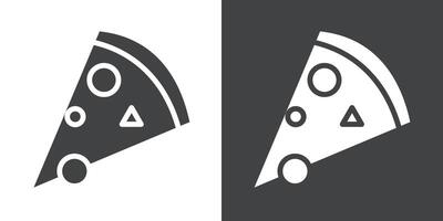 slice of pizza icon Flat set in black and white color vector