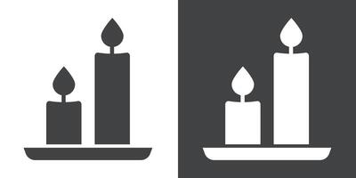 Shabbat candles icon Flat set in black and white color vector