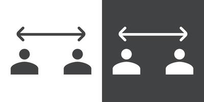 Social distancing sitting icon Flat set in black and white color vector