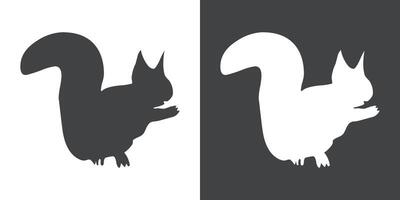 squirrel icon Flat set in black and white color vector
