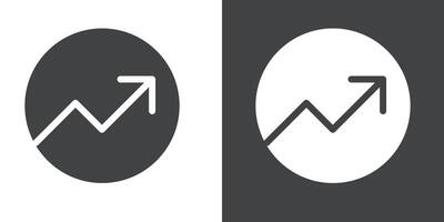 Statistic Up icon Flat set in black and white color vector