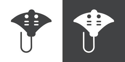 Stingray icon Flat set in black and white color vector