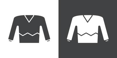 sweater icon Flat set in black and white color vector