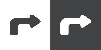 Turn to the Right Icon Flat set in black and white color vector