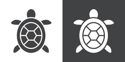 turtle icon Flat set in black and white color vector