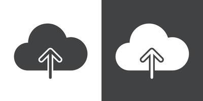 Upload Icon Flat set in black and white color vector