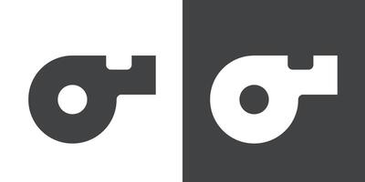 Whistle icon Flat set in black and white color vector