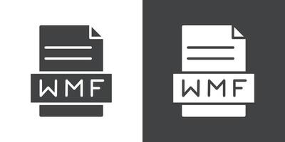 WMF File Document Icon Flat set in black and white color vector