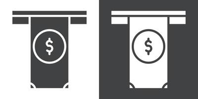 Withdraw Money in ATM icon Flat set in black and white color vector