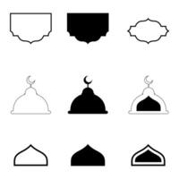 Flat Islamic frames oriental style objects arabic shapes windows and arches traditional ornamental vector