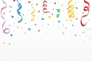 Colorful confetti border frame for festival, birthday, party, or anniversary. Confetti falling backdrop design and abstract background. Colorful ribbon and confetti falling. vector