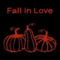 Fall in love with autumn vibes featuring three pumpkins on a dark background, perfect for seasonal celebrations and decorations vector
