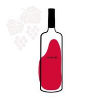 Stylized red wine bottle with grapes in a minimalistic design vector