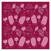 A vibrant backdrop featuring wine bottles, glasses, cheese, and grapes for a festive gathering or event vector
