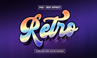 Retro Vibes Text Effect With Gradient Style psd