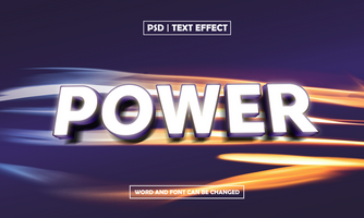 Power 3D Editable Text Effect With Light Style psd
