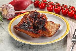 Roasted pork knuckle with bone photo