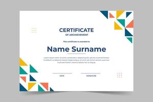 Modern elegant colorful certificate template with geometric shape. Appreciation for business and education. illustration vector