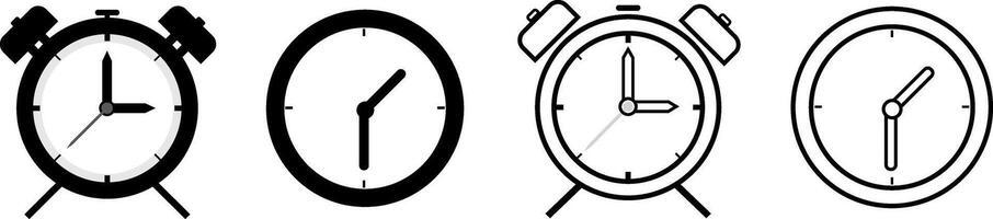 Clock icon set. Time analog alarm symbol line style. Illustration design vector
