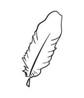 FEATHER. One Line art Hand Drawn Illustration on White Background LINE ART. Feather Continuous Line Drawing. for print poster, card, sticker tattoo tee. vector