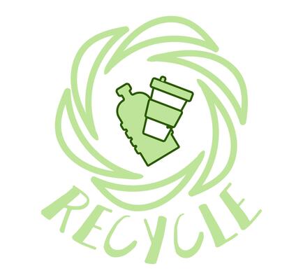 a green logo with the word recycle