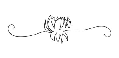 chrysanthemum one line drawing. Abstract flower continuous line drawing. Continuous line drawing of cute flower .Hand drawn sketch of flower with leaves. vector