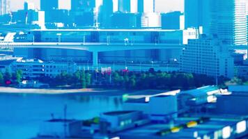 A timelapse of miniature highway at the urban city in Tokyo tiltshift zoom video