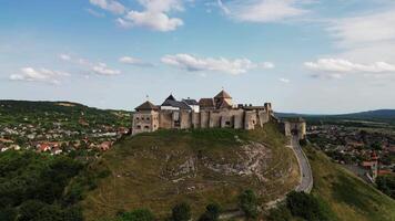 Aerial ascending view of castle Sumeg in Hungary in July 2024 video