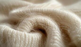 A close up of a fuzzy white fabric with a lot of hair on it. The hair is tangled and knotted, giving the fabric a messy appearance. Concept of disarray and chaos photo