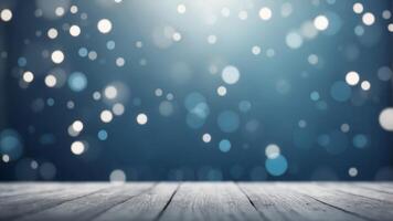 Abstract Blurred Light Blue Background featuring Soft Focus Bokeh Lights as well as Empty Space within the Style of one High End. photo