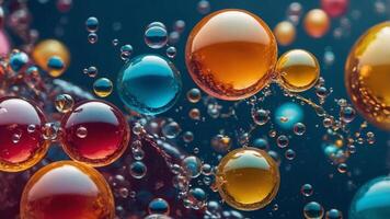 Abstract colorful liquid background with bubbles. photo