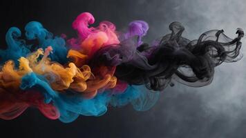 concept visual Creative art abstract background, black on match a from smoke swirling Colorful. photo